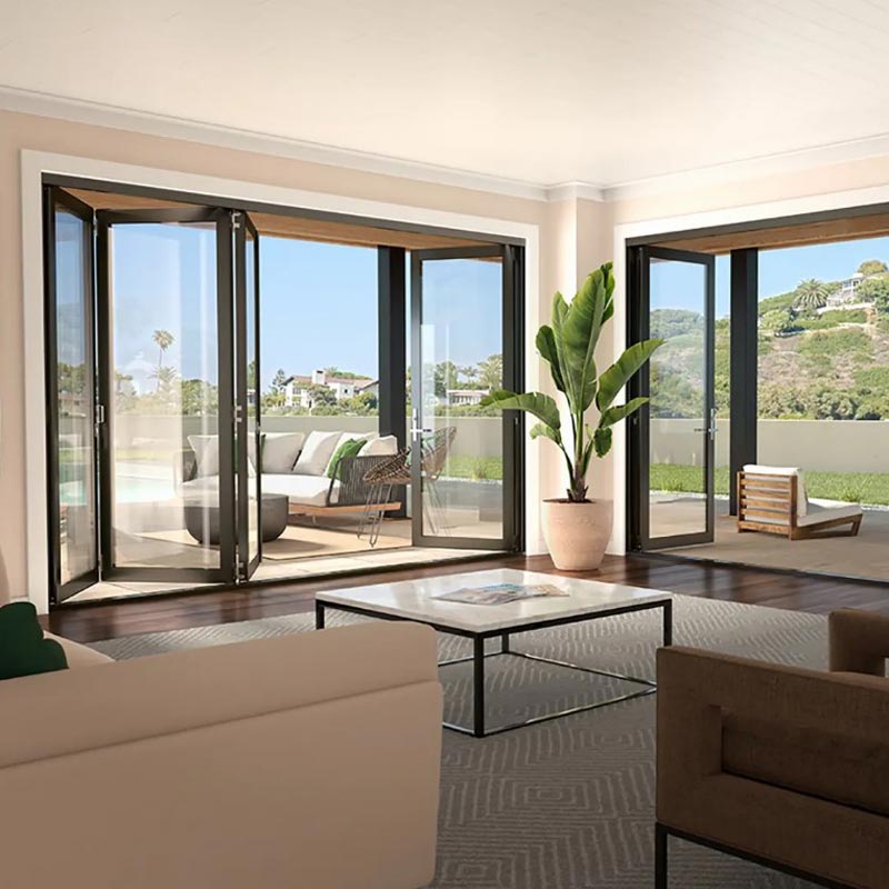Milgard Bi-Fold Doors in living room